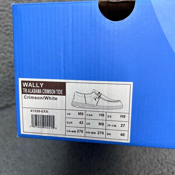 NEW Hey Dude Wally Tri Alabama Crimson Tide Shoes White Red Mens 8/Womens 9.5 - Picture 6 of 6